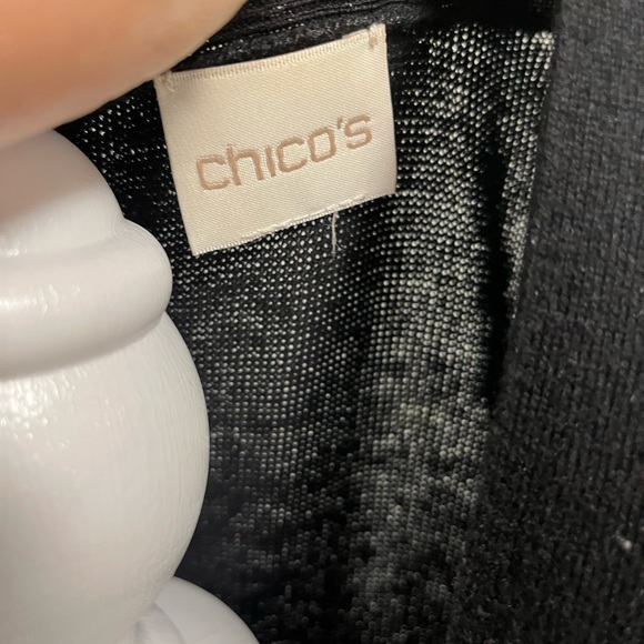 CHICOS black cozy mid length cardigan smoke free home clean - Picture 4 of 4